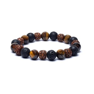 Rudraksha, tiigrisilm ja laavakivi käevõru