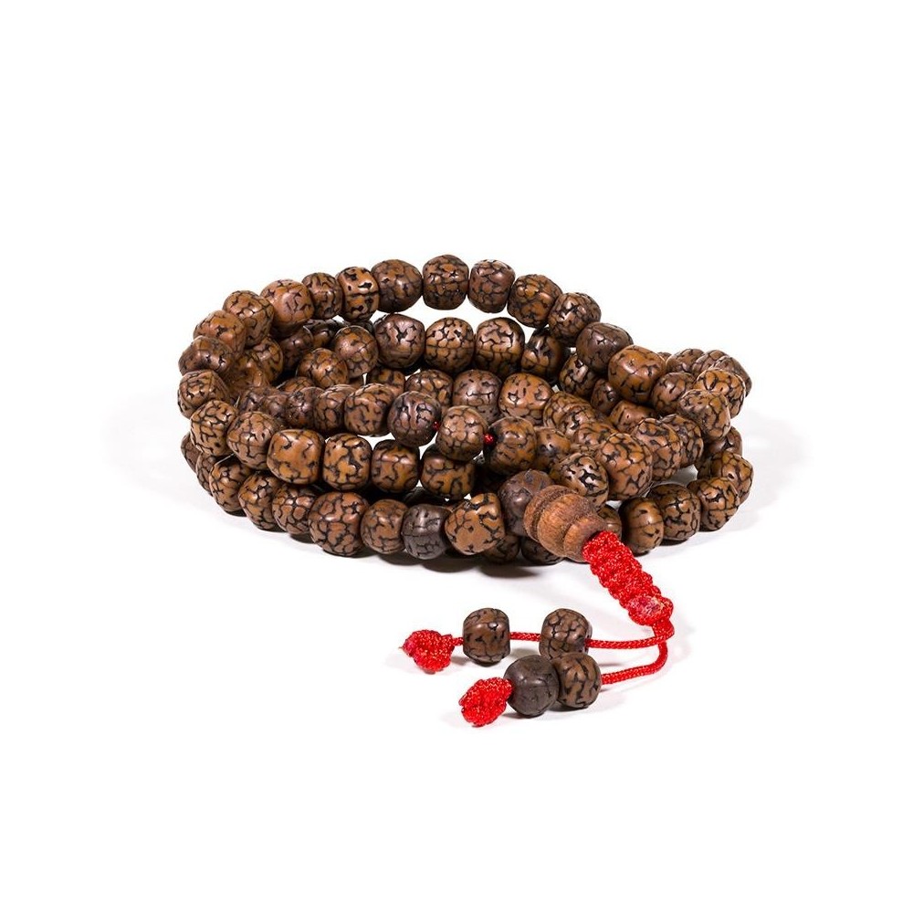 Colar de oração castanho-avermelhado polido, 108 contas, 0.6cm