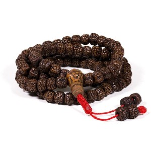 Collar de oración de color caoba pulido, 108 cuentas, 0.8cm