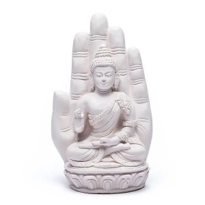 Boeddha in witte hand, beeld, 23cm