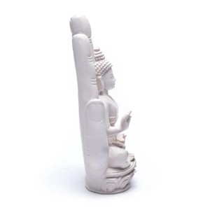 Boeddha in witte hand, beeld, 23cm