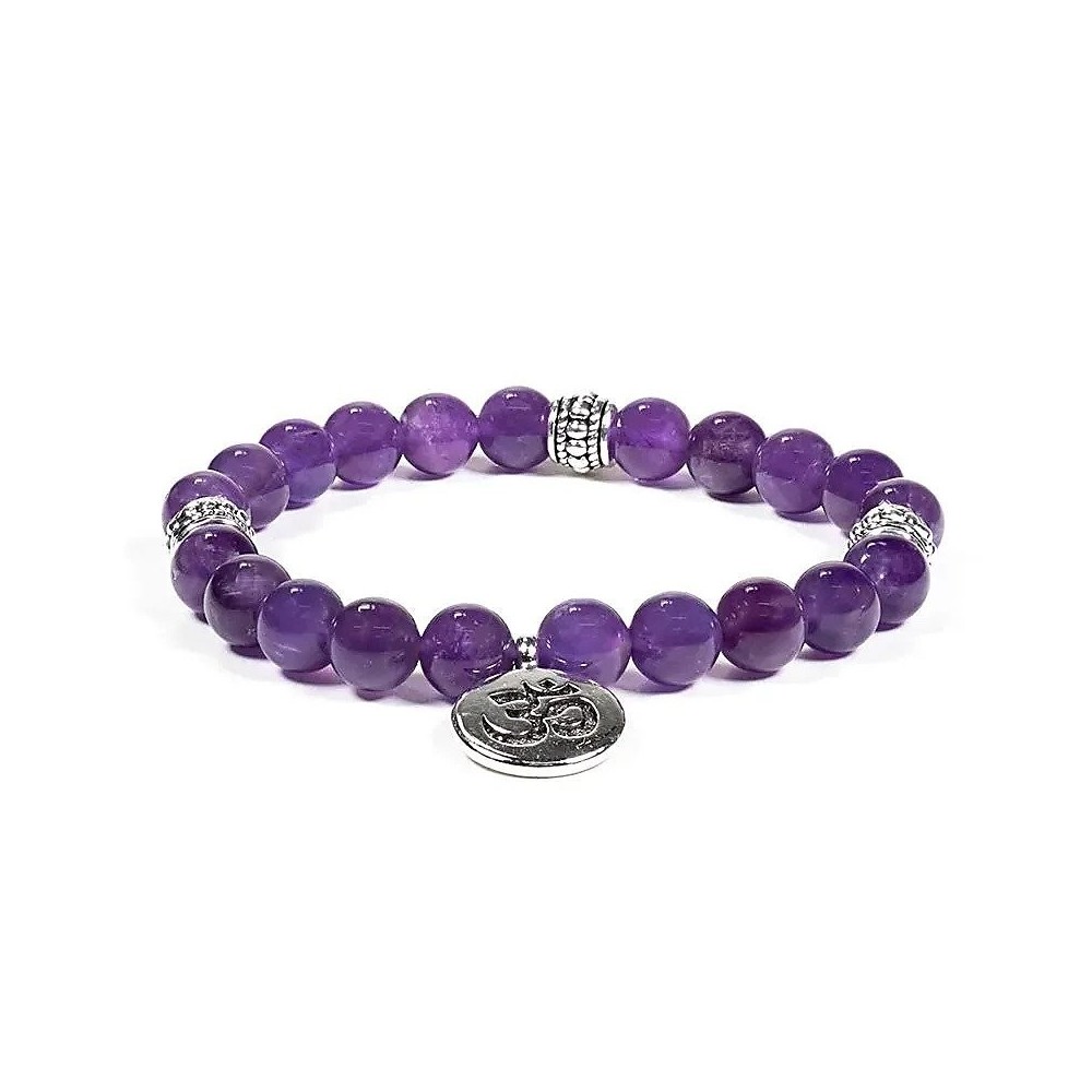 Pulseira elástica em ametista OHM, 8mm