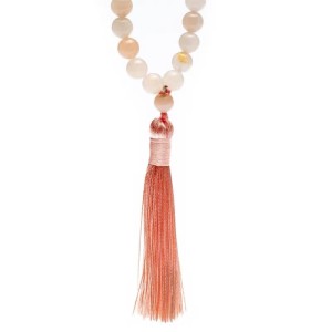 Pink aventurine prayer beads with tassel Mala, 108 beads, 8mm