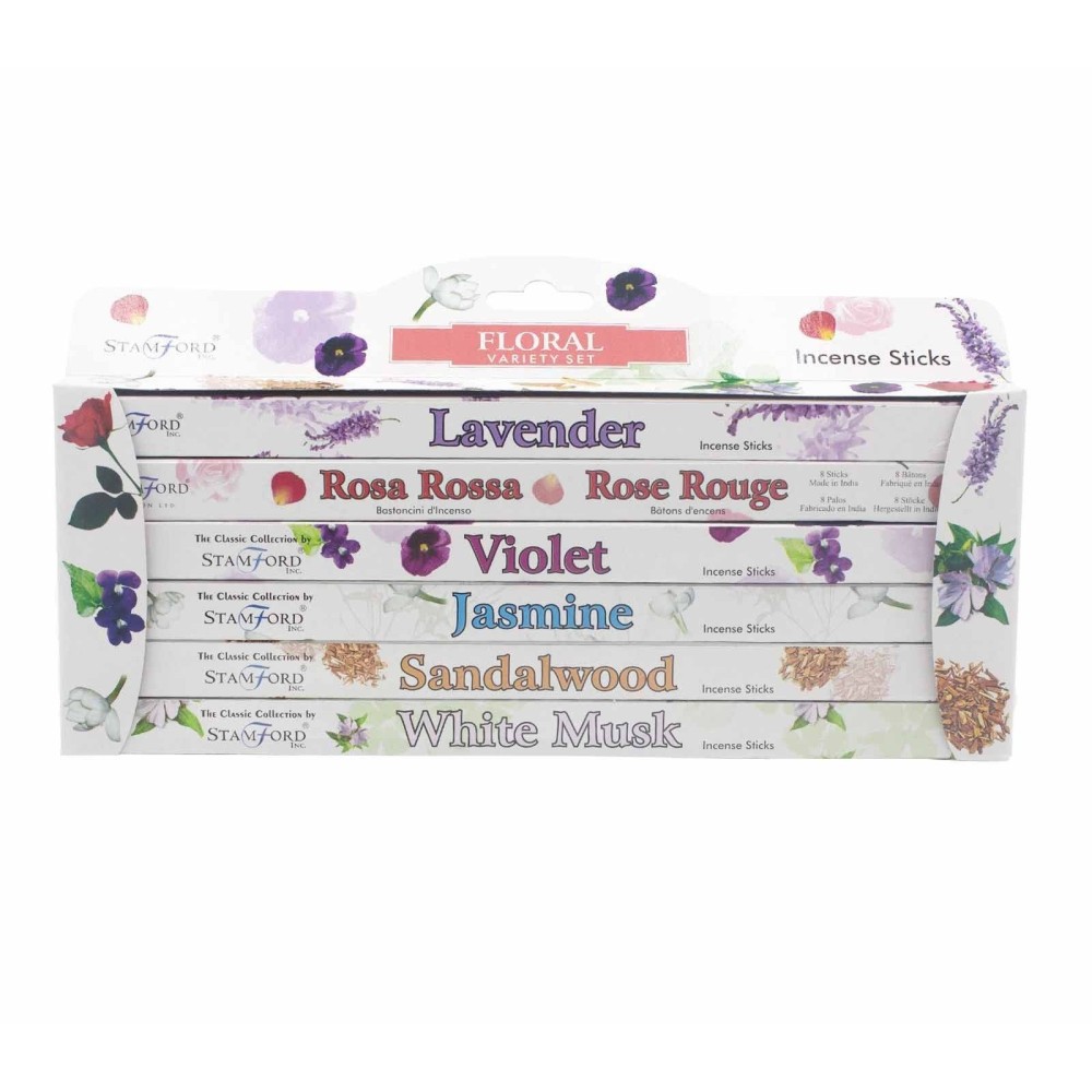 Set di incensi floreali, Stamford, 6x8 pezzi.