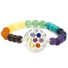 Elastisches Armband 7 Chakren mit Blume des Lebens